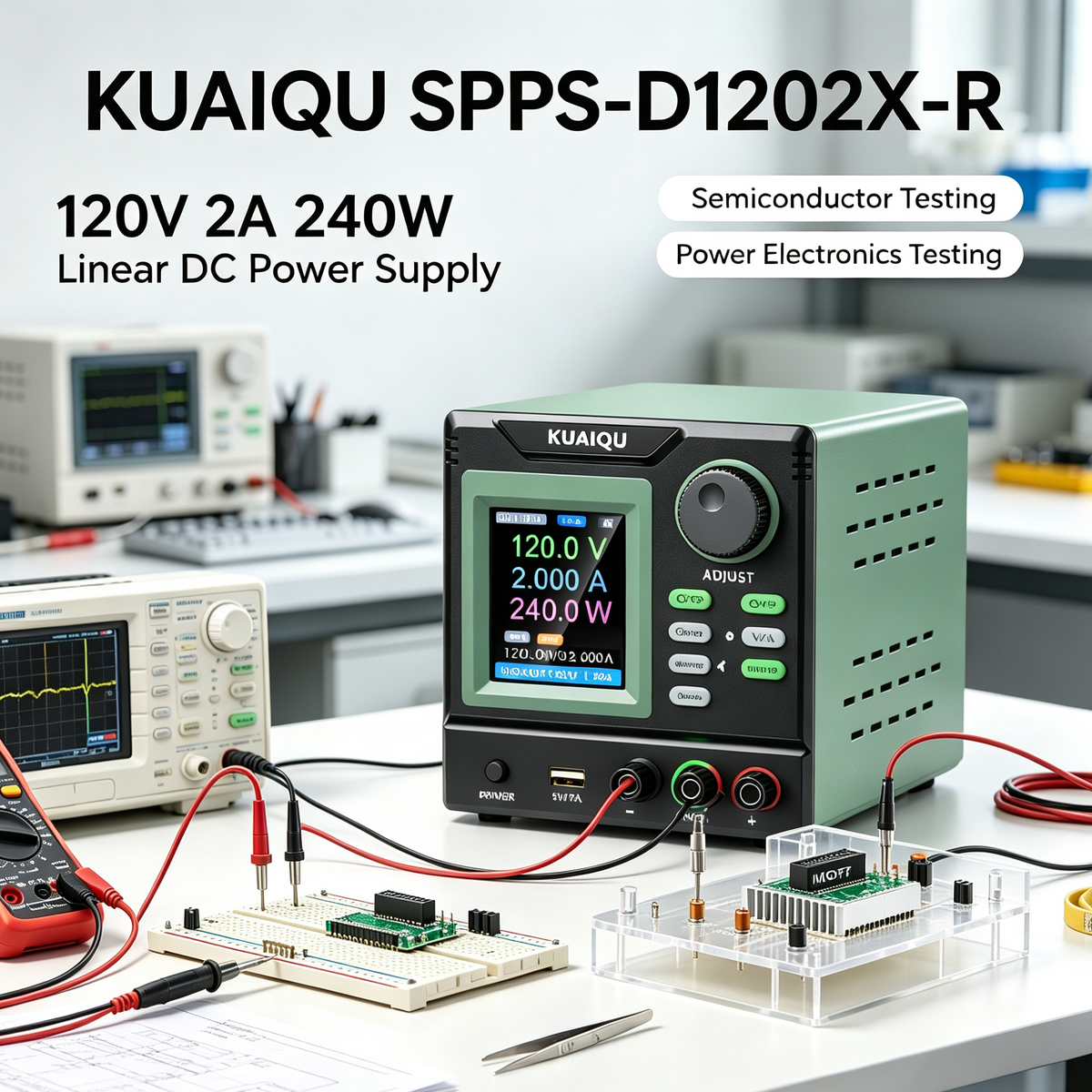 KUAIQU SPPS-D1202X-R 120V 2A 240W Linear DC Power Supply for Semiconductor &Power Electronics Testing