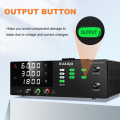 KUAIQU R-SPS6040S 60V 40A High-Power Programmable DC Power Supply, 2400W Adjustable Switching Regulated Power Supply, Industrial Heating & Thermal Processing