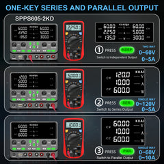 KUAIQU SPPS605-2KD 0–60V 5A Dual-Channel Laboratory DC Power Supply for 5V, 12V & 24V Experiments
