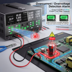 0-30V 4-Channel Programmable DC Power Supply for Electronic Engineering,KQ-4KD Multi-Output Bench Power Supply