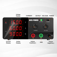 NICE-POWER 15V 60A 900W Regulated DC Power Supply,R-SPS1560 Medical Equipment Power Supply for Medical Electronics Development &Maintenance