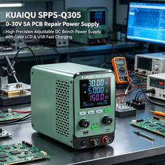 KUAIQU SPPS-Q305 0-30V 5A PCB Repair Power Supply, High Precision Adjustable DC Bench Power Supply with Color LCD &USB Fast Charging