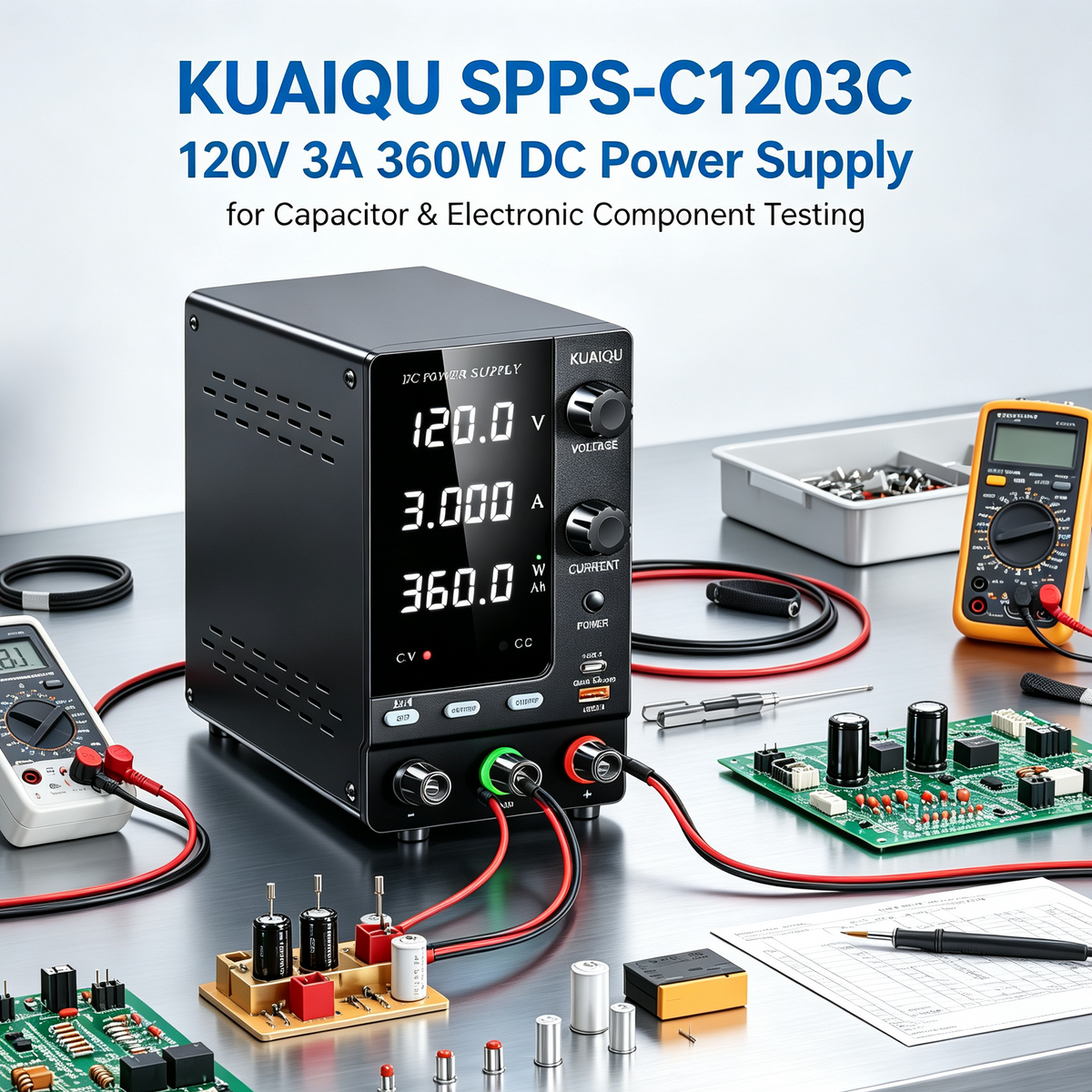 KUAIQU SPPS-C1203C 120V 3A 360W DC Power Supply for Capacitor &Electronic Component Testing