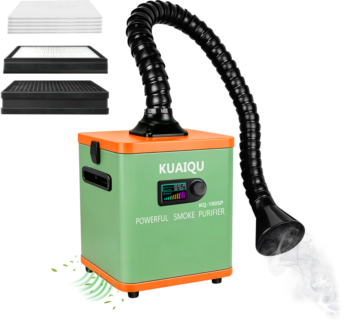 KQ-180SP 180W Laser Fume Extractor with HEPA &Activated Carbon Filter, Adjustable Airflow Smoke &amp; Fume Extraction System