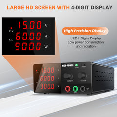NICE-POWER 15V 60A 900W Regulated DC Power Supply,R-SPS1560 Medical Equipment Power Supply for Medical Electronics Development &Maintenance