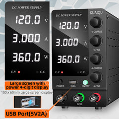 KUAIQU SPS-C1203 120V 3A Adjustable DC Power Supply for Power Electronics &Component Testing