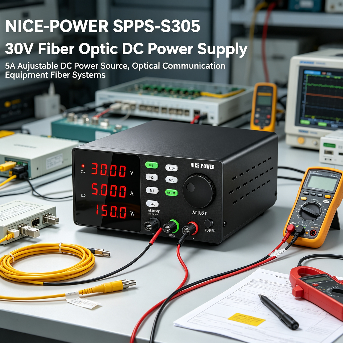NICE-POWER SPPS-S305 30V Fiber Optic DC Power Supply,5A Adjustable DC Power Source, Optical Communication Equipment Fiber Systems
