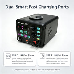 MPS-305QC Adjustable Bench DC Power Supply 0-30V 5A, High Precision Micro Current Readout for IoT Wireless Sensor Node Low Power & Sleep Current Testing