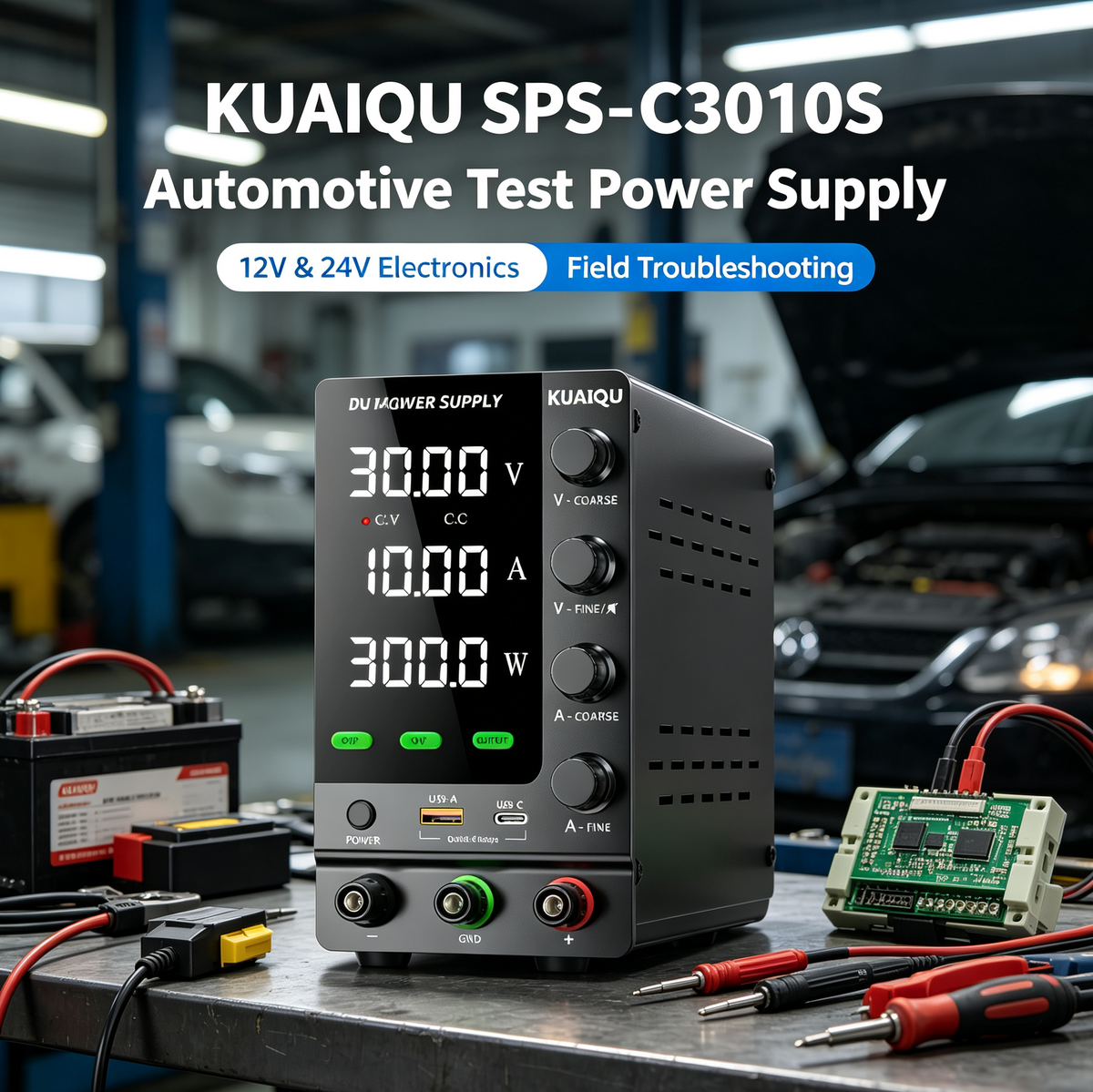 KUAIQU SPS-C3010S Automotive Test Power Supply for 12V & 24V Electronics