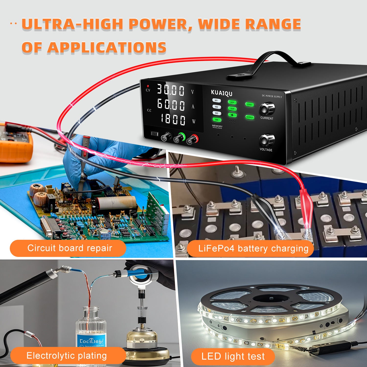 KUAIQU 1500W-3000W High Power Adjustable DC Power Supply for light test