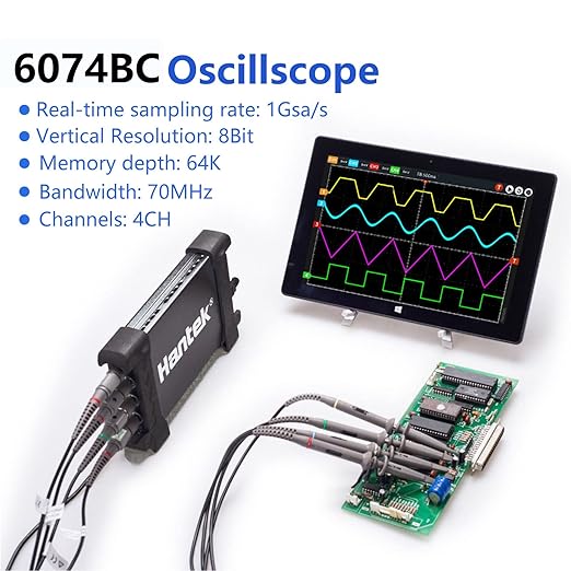 Hantek 6074BC Digital Oscilloscope 70MHz 1GSa/s 4CH USB Virtual Oscilloscope Diagnostic Instrument Diagnostic Tool
