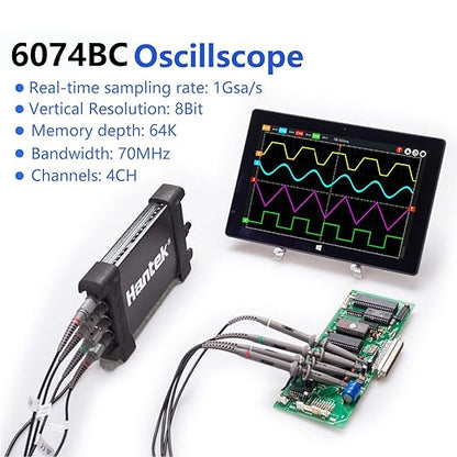 Hantek 6074BC Digital Oscilloscope 70MHz 1GSa/s 4CH USB Virtual Oscilloscope Diagnostic Instrument Diagnostic Tool