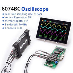 Hantek 6074BC Digital Oscilloscope 70MHz 1GSa/s 4CH USB Virtual Oscilloscope Diagnostic Instrument Diagnostic Tool