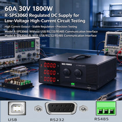 60A 30V 1800W R-SPS3060 Regulated DC Supply for Low-Voltage High-Current Circuit Testing