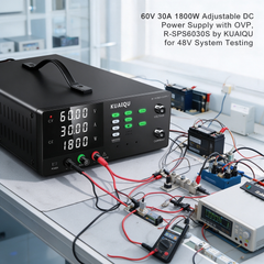 60V 30A 1800W Adjustable DC Power Supply with OVP, R-SPS6030S by KUAIQU for 48V System Testing