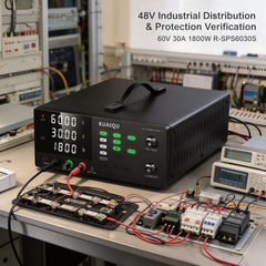 60V 30A 1800W Adjustable DC Power Supply with OVP, R-SPS6030S by KUAIQU for 48V System Testing