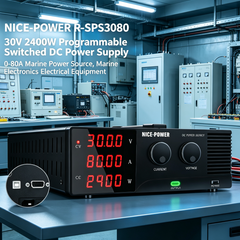NICE-POWER R-SPS3080 30V 2400W Programmable Switched DC Power Supply, 0-80A Marine Power Source, Marine Electronics Electrical Equipment
