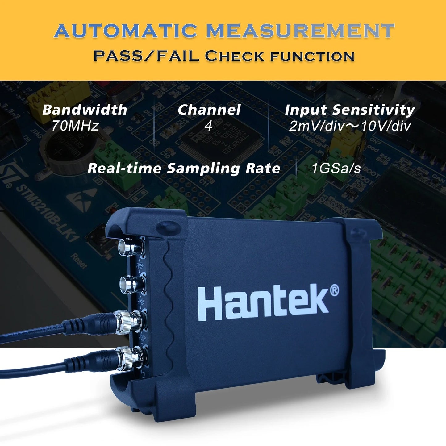 Hantek 6104BD virtual Oscilloscope 4 Channels Arbitrary Waveform Generator 100MHz Bandwidth Powered By USB 2.0 Interface new original