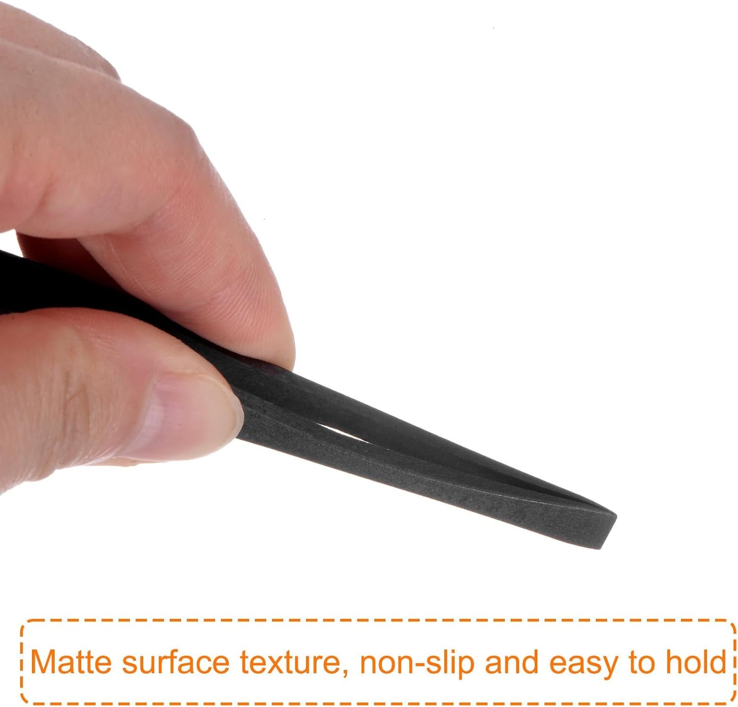 6PCS Plastic Tweezers Set, 120mm Anti-Static Flat/Curved/Round Heads for Electronics, Jewelry, Lab Work & Precision Repair,Black