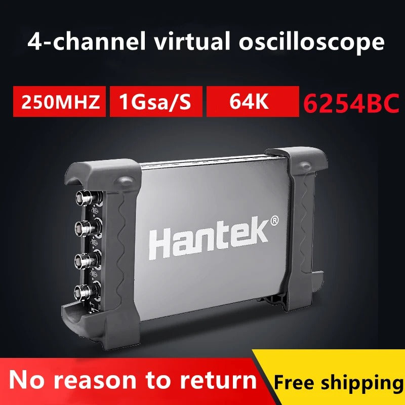 Hantek 6254BC PC USB analog oscilloscope 4-channel 70-250MHZ Bandwidth Digital Storage Oscilloscope Auto Testing Tools