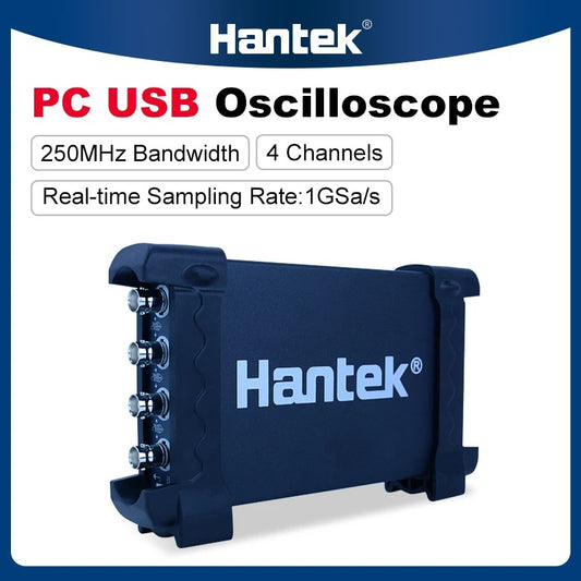 Hantek 6254BD Digital PC Handheld Oscilloscope 250MHz 4-channel USB Oscilloscope with 25MHz Signal Generator Oscilloscope