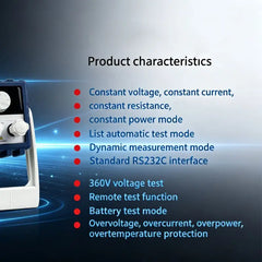 DC electronic load 30A 360V 150W  300W Battery Capacity Tester High-Accuracy Resolution Electronic Load Meter Standard RS232C interface