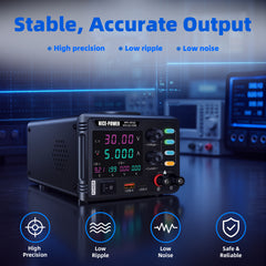 30V 5A 150W USB Charging Equipment Test Power Supply, MPS-305QC Adjustable Switching DC Bench Supply
