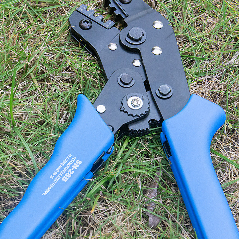 YTH-SN-28B Mini Terminal Crimping Pliers, AWG 28-18 (0.1-1mm²), Ratchet Insulated Terminal Clamp for Precision Electrical Work
