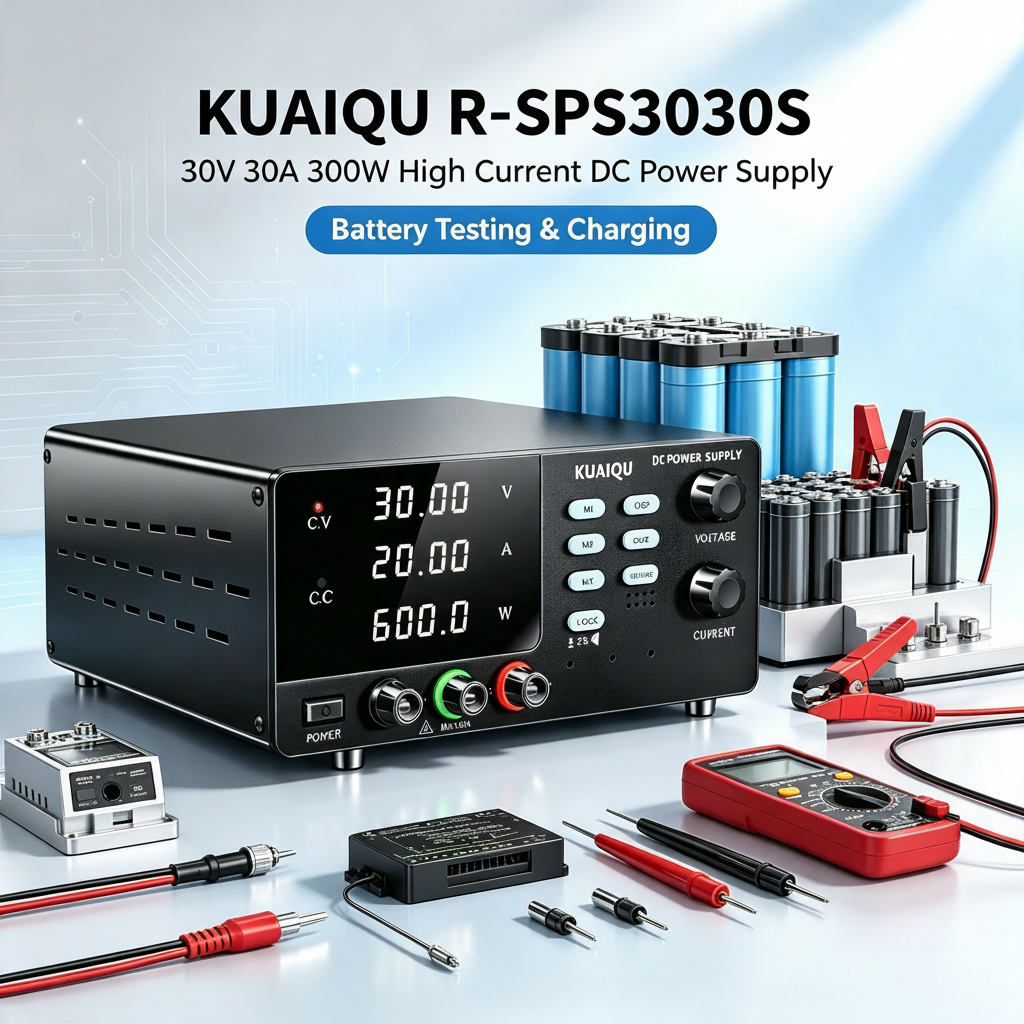 KUAIQU R-SPS3030S 30V 30A 900W High Current DC Power Supply for Battery Testing & Charging