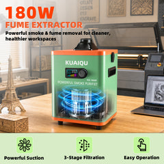 KQ-180SP 180W Laser Fume Extractor with HEPA &Activated Carbon Filter, Adjustable Airflow Smoke &amp; Fume Extraction System