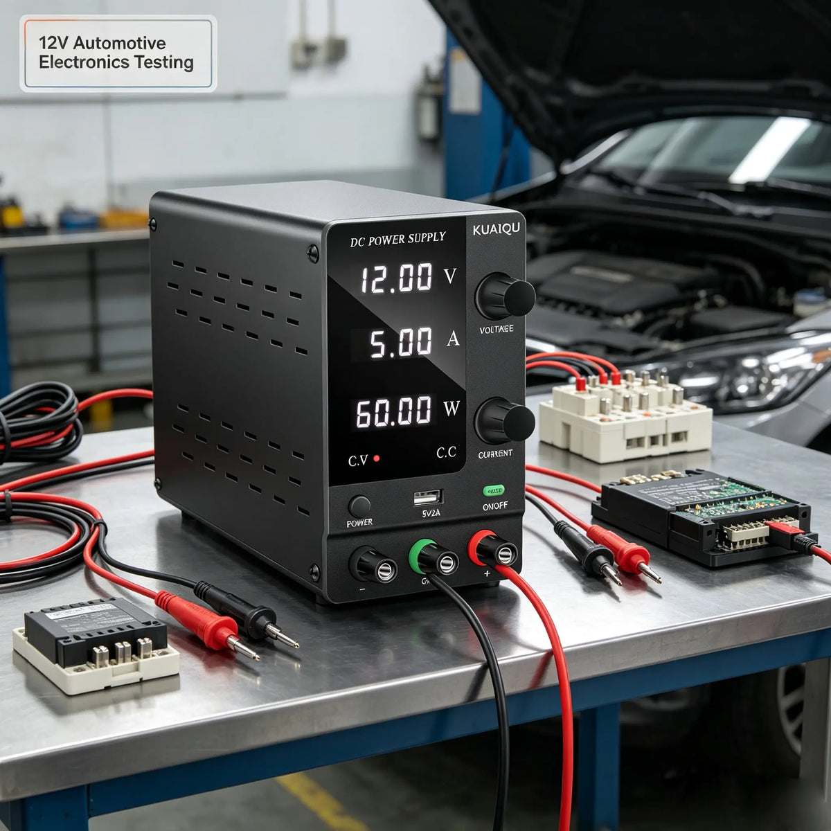 30V 10A Bench DC Power Supply for 12V Automotive Electronics — Car Audio, Dashcam & LED Headlight Testing