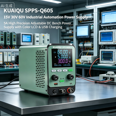 KUAIQU SPPS-Q605 15V 30V 60V Industrial Automation Power Supply,5A High Precision Adjustable DC Bench Power Supply with Color LCD &USB Charging