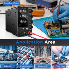 KUAIQU SPS-C3206 32V 6A Adjustable DC Power Supply for PCB Repair &Electronics Prototyping