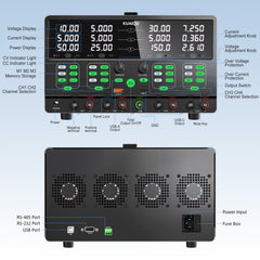 0-30V 4-Channel Programmable DC Power Supply for Electronic Engineering,KQ-4KD Multi-Output Bench Power Supply