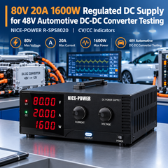 80V 20A 1600W Regulated DC Supply for 48V Automotive DC-DC Converter Testing NICE-POWER R-SPS8020 with CV/CC Indicators