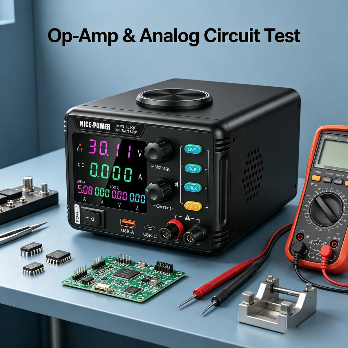 MPS-305QC Adjustable DC Regulated Power Supply 0-30V 5A, μA Precision DC Bench Power Supply for Op-Amp, Voltage Reference & Analog Circuit Development
