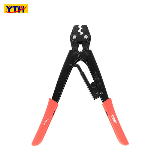 YTH-8 Long Handle Crimping Pliers, AWG 16-8, 1.25-8mm² Bare Terminal, Alloy Steel, Vacuum Heat Treated for Precision Wiring