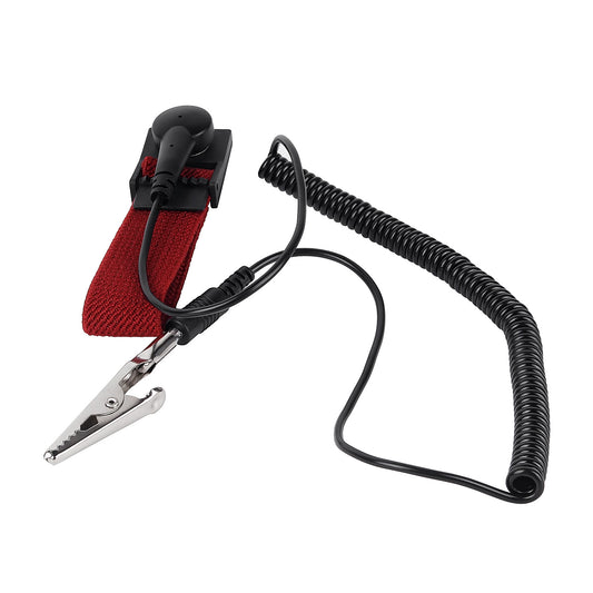 2PCS Adjustable Anti-Static Wristbands with ESD Cables, 1MΩ Impedance, Corded for Electronics & Electrician, Red