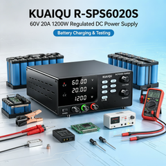 KUAIQU R-SPS6020S 60V 20A 1200W Regulated DC Power Supply for Battery Charging & Testing