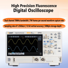 Digital Oscilloscope Desktop Dual channel 70MHz 100MHz bandwidth 1.25GSa/sc 50Mpts storage depth 7W frames per second waveform capture rate