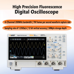 2-channel 4-channel Desktop Digital Oscilloscope 200MHz bandwidth 1.25GSa/s 12 bit vertical accuracy 50Mpts storage depth 7-inch TFT-LCD Display