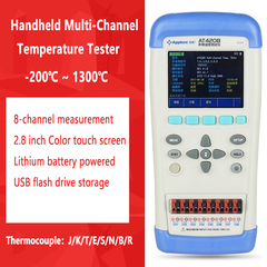 Handheld Multi-Channel Temperature Tester 2-Channel 4-Channel 8-Channel -200°C ~ 1300°C with USB Interface 2.8-inch color touch screen