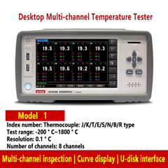 Desktop Multi-Channel Temperature Tester 8 channels 16 channels anti-interference Bar chart curve chart display -200°C~1800°C 7-inch screen