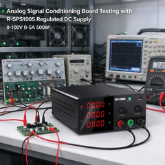 Analog Signal Conditioning Board Testing with R-SPS1005 Regulated DC Supply 0-100V 0-5A 500W
