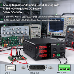 Analog Signal Conditioning Board Testing with R-SPS1005 Regulated DC Supply 0-100V 0-5A 500W