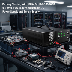 Battery Testing with KUAIQU R-SPS3060S 0-30V 0-60A 1800W Adjustable DC Power Supply and Bench Supply
