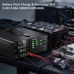 Battery Testing with KUAIQU R-SPS3060S 0-30V 0-60A 1800W Adjustable DC Power Supply and Bench Supply