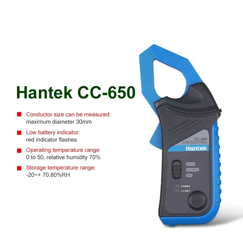 Hantek CC-650 AC/DC Max. 20 kHz 20mA to 650A DC Current Clamp Meter Multimeter with BNC Connector