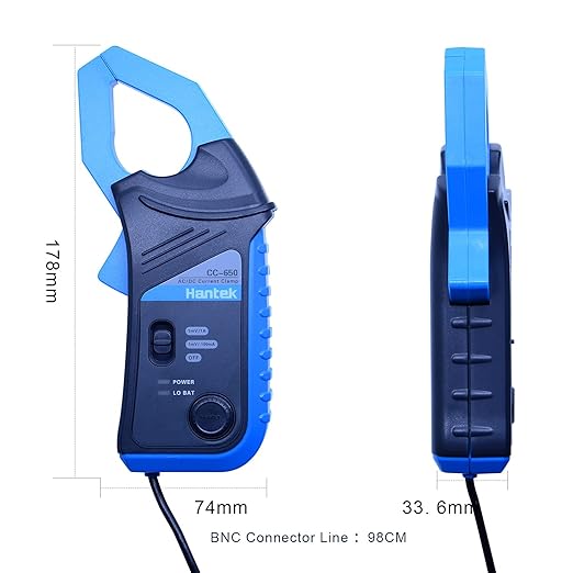 Hantek CC-650 AC/DC Max. 20 kHz 20mA to 650A DC Current Clamp Meter Multimeter with BNC Connector