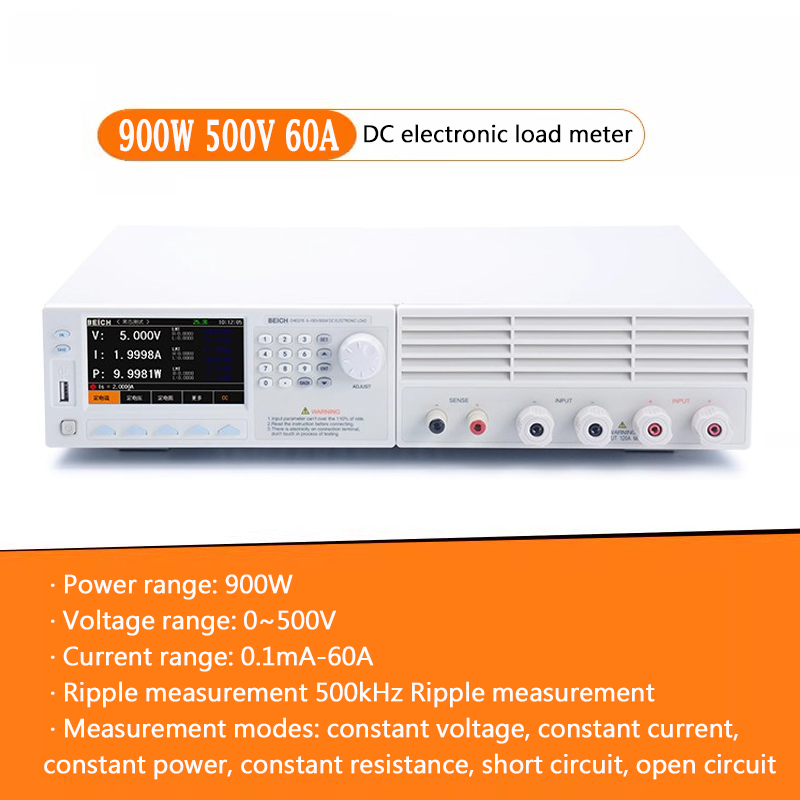 Probador de capacidad de batería multifunción de alta precisión de 500 kHz con carga electrónica de CC controlada por programa de 500 V, 60 A, 120 A, 600 W, 900 W y 1200 W. 